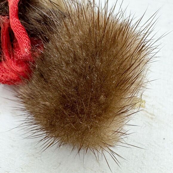 Vintage Scary Real Fur Animal Rabbit Brooch Pin Red Eyes Creepy Weird - Picture 2 of 8